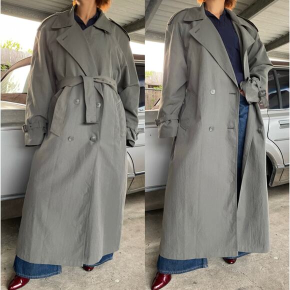 🔥Vintage TOWNE London Fog Thinsulate Double Breasted Green Classic Trench Coat - Picture 1 of 16